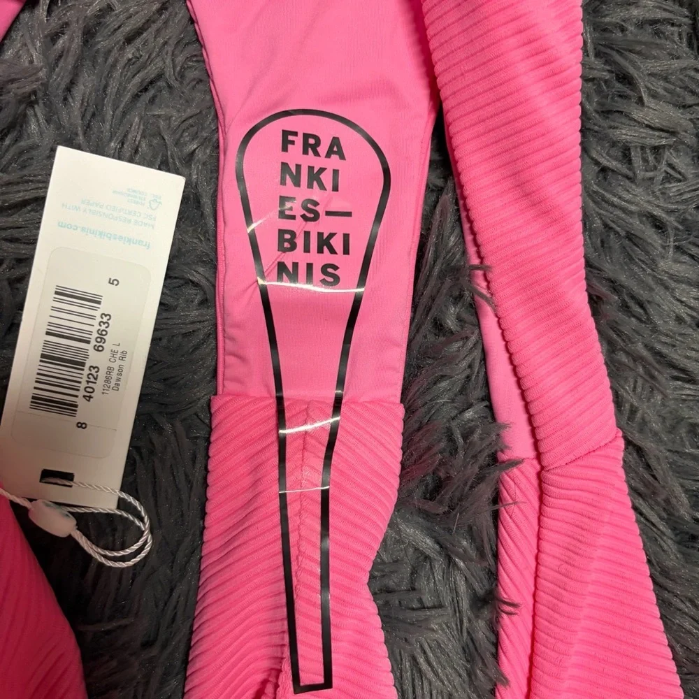 Frankie's Bikinis preppy boho Hot Pink bathing suit Swimwear bottoms large NWT
